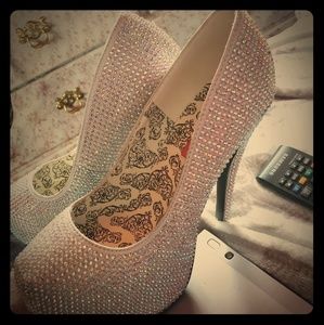 silver Rhinestone high heels